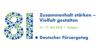 Das Bild zeigt das Logo des Deutschen Fürsorgetags: Eine große 81, bestehend aus kleinen grünen und blauen