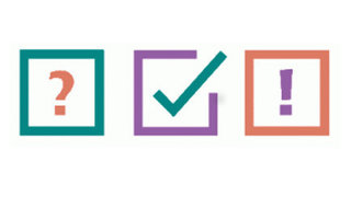 Das Bild zeigt das Logo des Projekts Index Partizipation. Es besteht aus drei Quadraten, die nebeneinander stehen. Das erste Quadrat ist grün und enthält ein Fragezeichen. Das zweite Quadrat ist violett und enthält ein Häkchen. Das dritte Quadrat ist orange und enthält ein Ausrufezeichen.